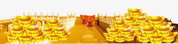 金色石柱台阶上的金元财宝高清图片