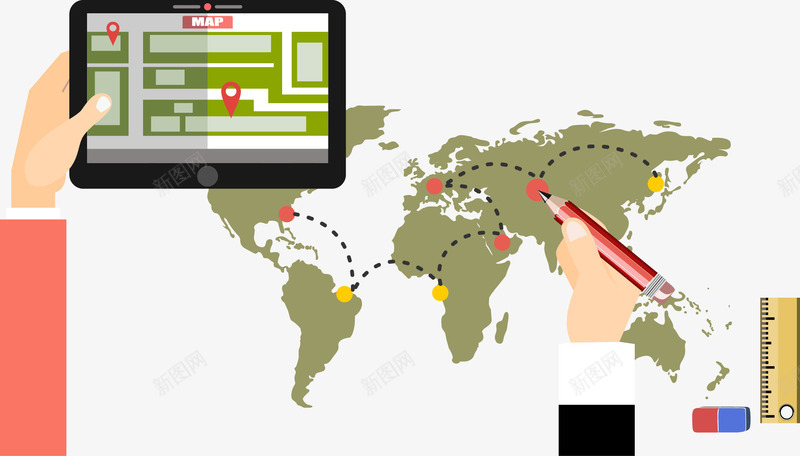 商务ppt装饰png免抠素材_新图网 https://ixintu.com pad 地图 文具