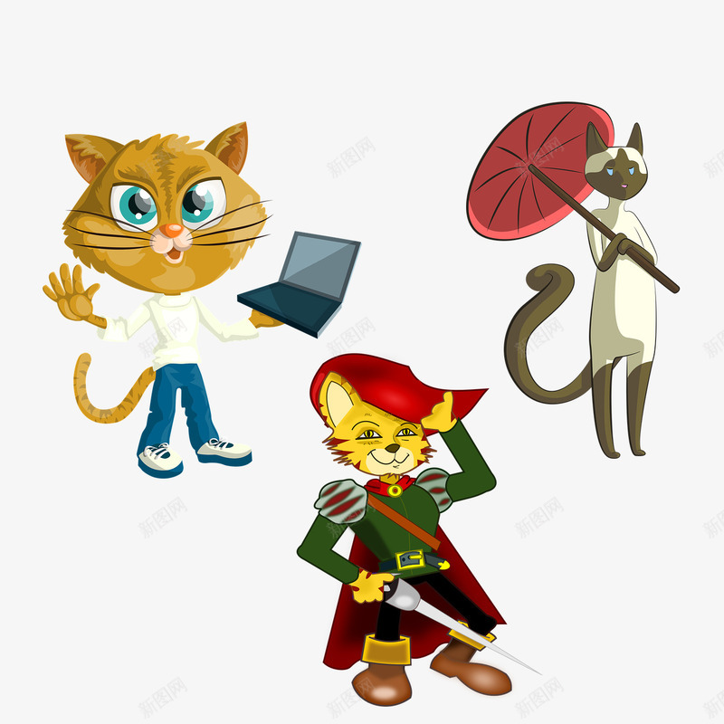 三种颜色猫的平时状态png免抠素材_新图网 https://ixintu.com 三种 平时 状态 猫 颜色
