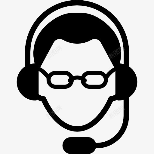 年轻的推销员图标png_新图网 https://ixintu.com 人 客户服务 电话销售 眼镜 耳机 麦克风