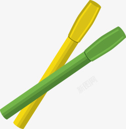 黄绿色扁平圆珠笔素材