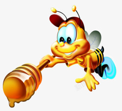 创意扁平合成拿着蜂蜜的小蜜蜂素材