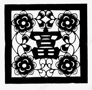 中国风富传统文化镂空剪纸图标图标