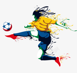 水彩世界杯卡通手绘水彩踢足球高清图片