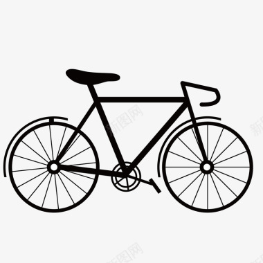 黑色扁平自行车矢量图图标图标
