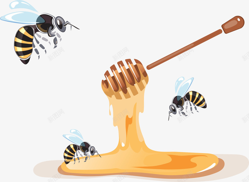 卡通蜂蜜和蜜蜂装饰png免抠素材_新图网 https://ixintu.com 免抠图 卡通画 抠图 效果 蜂蜜 蜜蜂 装饰 装饰画