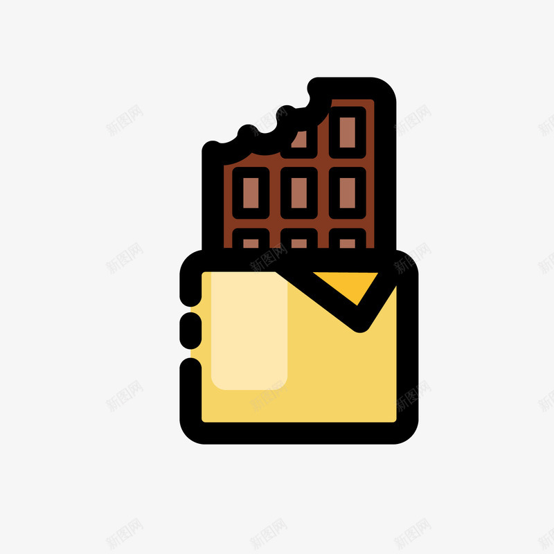 灰色巧克力图标png_新图网 https://ixintu.com 商务 圆角 巧克力 手绘 方框 灰色 线稿 美食