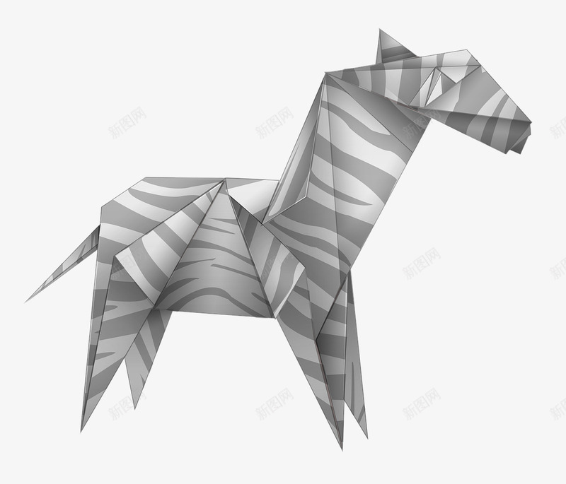 马png免抠素材_新图网 https://ixintu.com 动物 可爱 折纸 斑马 纸马