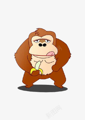 卡通可爱大猩猩吃香蕉png免抠素材_新图网 https://ixintu.com 卡通 可爱 猩猩 香蕉