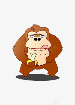 可爱的大猩猩卡通可爱大猩猩吃香蕉高清图片