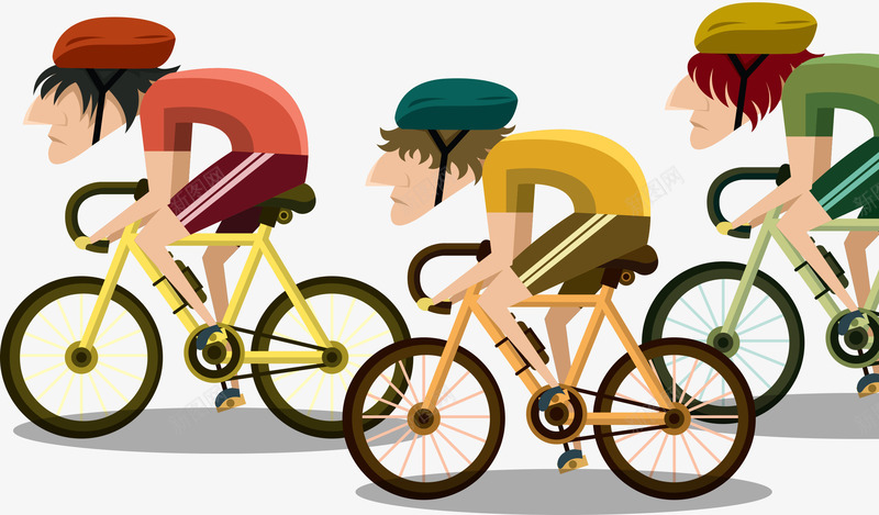 骑自行车比赛矢量图ai免抠素材_新图网 https://ixintu.com 彩色自行车 矢量自行车 自行车 自行车PNG 自行车比赛 骑车 矢量图