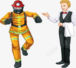 火警救火餐厅服务员高清图片