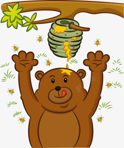 马蜂窝背景偷吃蜂蜜的棕熊矢量图高清图片