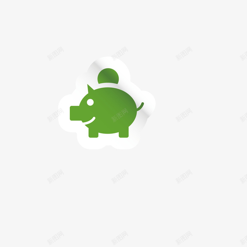 绿色小猪图标png_新图网 https://ixintu.com 图标 金钱 钱 钱底纹 颜色