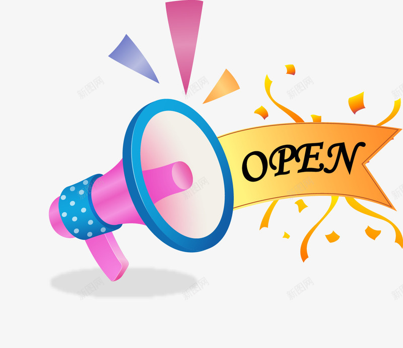 卡通精美开业open喇叭png免抠素材_新图网 https://ixintu.com open 卡通 喇叭 开业 精美 英文开业