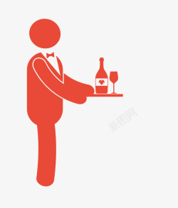 送酒送酒的服务员矢量图图标高清图片