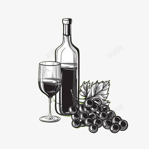 红酒酒杯素描图png免抠素材_新图网 https://ixintu.com wine 矢量图案 简约风格 素描图案 红酒 红酒素描 酒杯