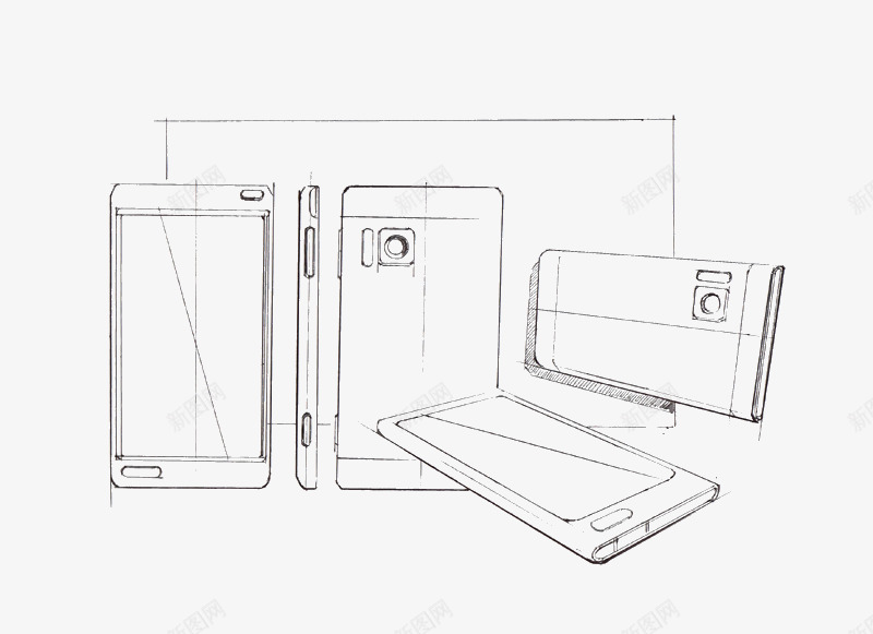 手机线描png免抠素材_新图网 https://ixintu.com 免费素材 手机 手机线稿 线描手机 线描稿