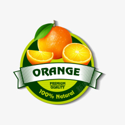 卡通橙子水果标签矢量图素材