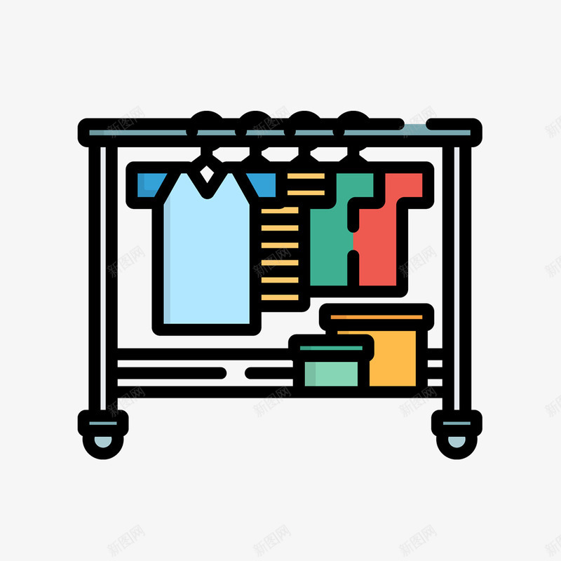 衣柜图标png_新图网 https://ixintu.com 圆弧 家装 平面 形状 生活 线稿 衣服 衣柜 设计