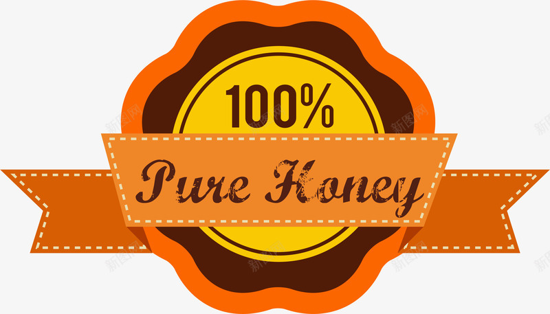 纯正蜂蜜标签png免抠素材_新图网 https://ixintu.com 卡通标签 甜蜜 矢量图案 纯正 蜂蜜 质量保证