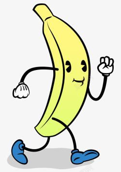 卡通手绘跑步的香蕉素材