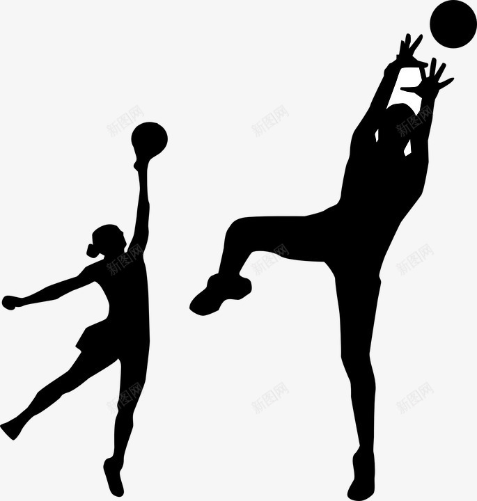 练习排球的运动员png免抠素材_新图网 https://ixintu.com 体育素材 手绘素材 练习排球 运动员素材 黑色
