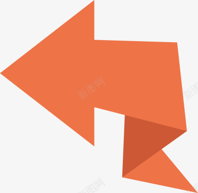 创意桔色折纸箭头图标图标