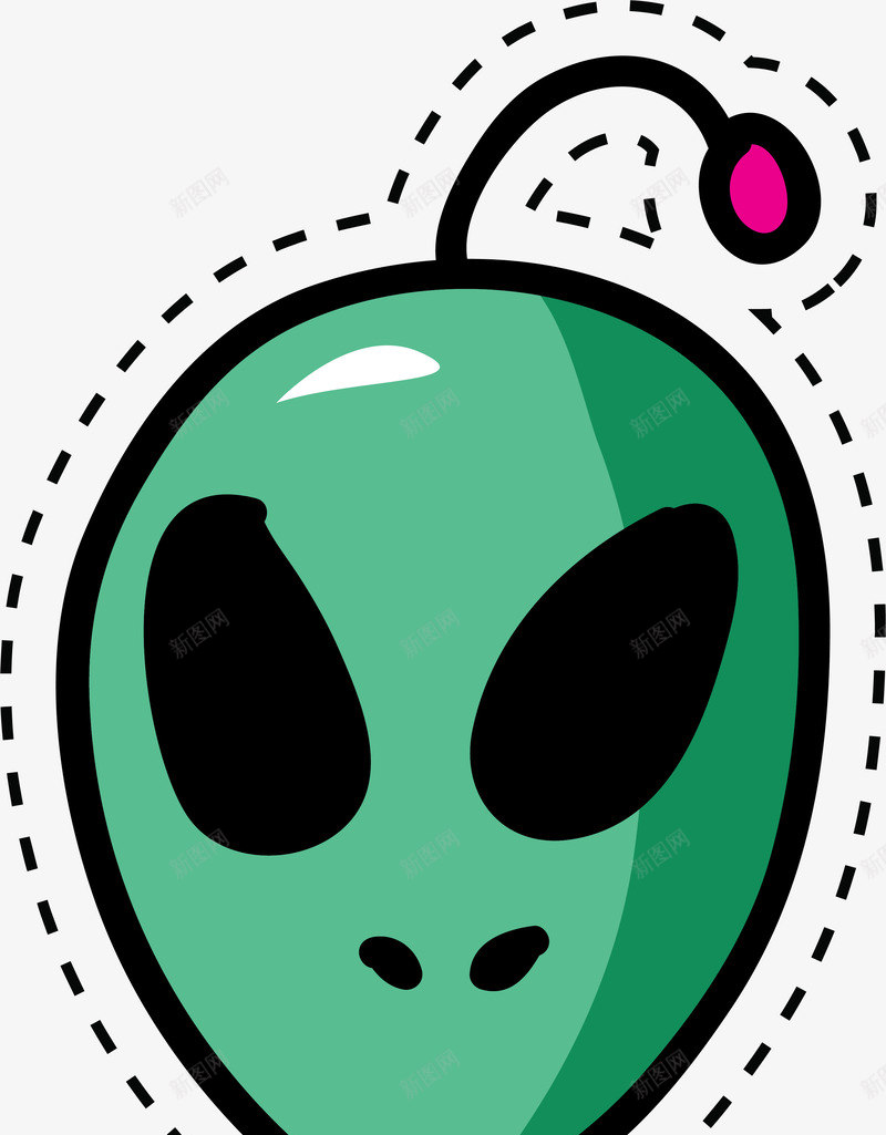 手绘外星人头png免抠素材_新图网 https://ixintu.com 人头插画 儿童 卡通 外星人 彩色贴纸 手绘 矢量图案