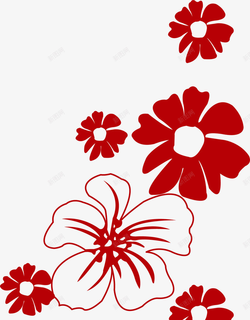 花朵卡通png免抠素材_新图网 https://ixintu.com 墙纸花纹 折纸花 红色纸花 纸花 纸花花边 花朵