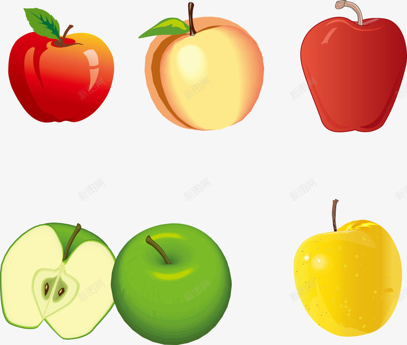 不同颜色和种类的苹果矢量图ai免抠素材_新图网 https://ixintu.com 不同 种类 苹果 颜色 矢量图