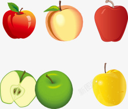 不同颜色和种类的苹果矢量图素材