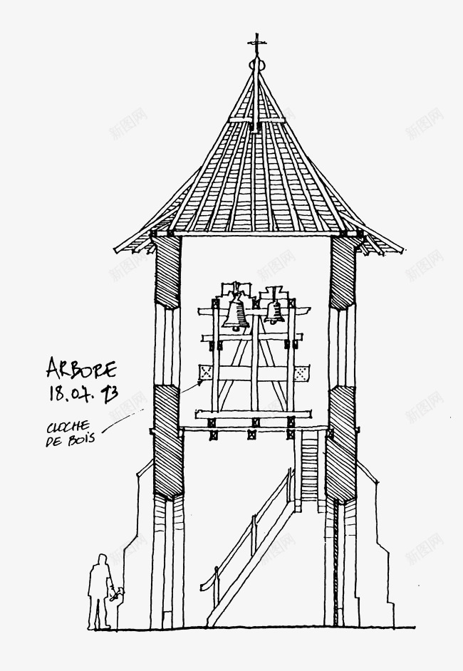 建筑速写png免抠素材_新图网 https://ixintu.com 建筑 手绘 线描 线稿 速写