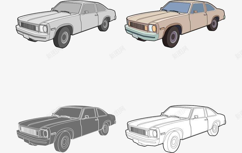 卡通手绘古典汽车线稿矢量图ai免抠素材_新图网 https://ixintu.com 卡通的交通工具 古典的汽车 手绘的汽车 汽车先 汽车的线稿 矢量图