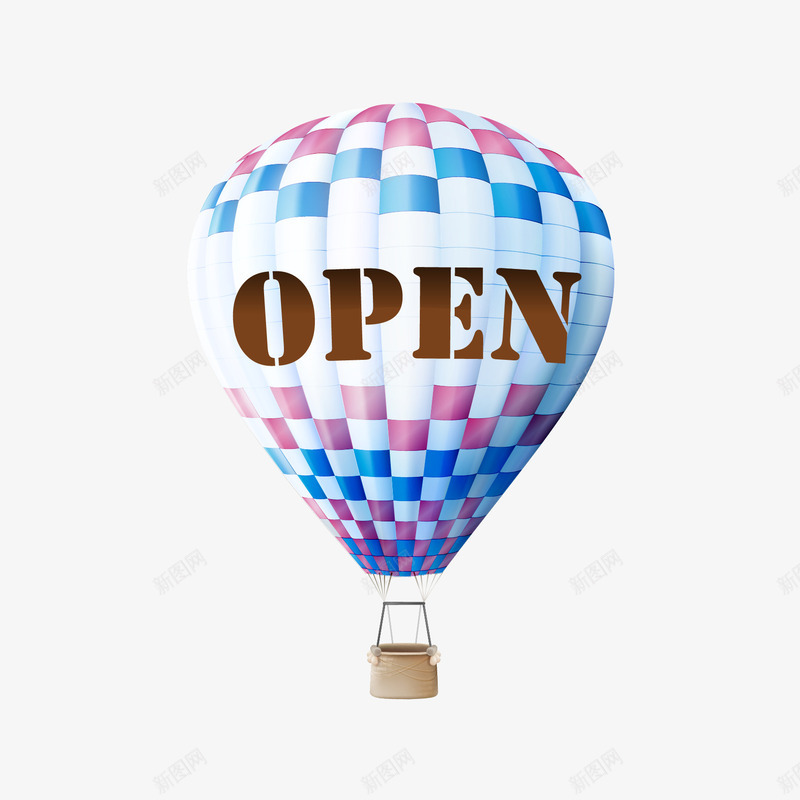 可爱开业标签png免抠素材_新图网 https://ixintu.com open 开业 开业标签 热气球 英文开业