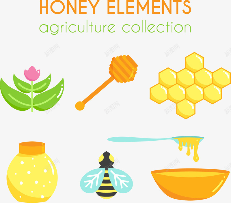 可爱天然有机蜂蜜元素png免抠素材_新图网 https://ixintu.com 六边形 春花 蜂巢 蜂蜜 蜜糖 蜜蜂