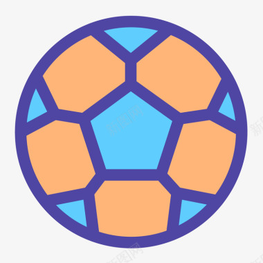彩色手绘圆弧足球元素矢量图图标图标