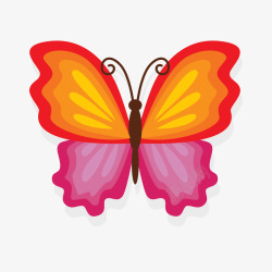 昆虫世界一只扁平化的鲜艳的蝴蝶矢量图高清图片