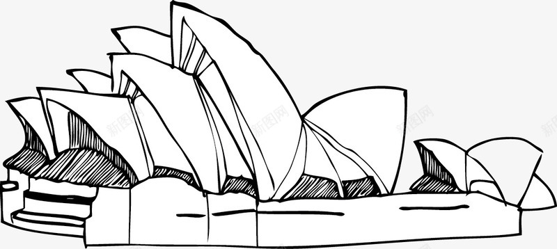 手绘世界名胜古迹线稿png免抠素材_新图网 https://ixintu.com 世界 名胜古迹 悉尼歌剧院 手绘 线稿