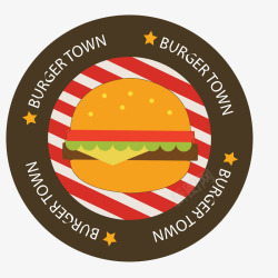 汉堡贴纸圆形的汉堡标签矢量图高清图片