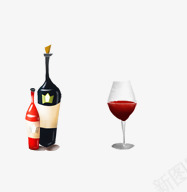红酒与酒杯png免抠素材_新图网 https://ixintu.com 卡通 喝酒 手绘 红酒 酒杯