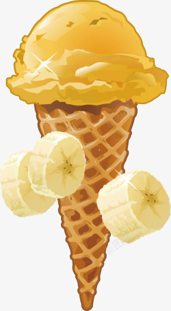 香蕉榴莲味冰淇淋矢量图素材