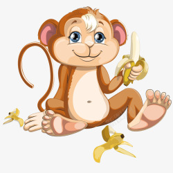 卡通吃香蕉的猴子素材