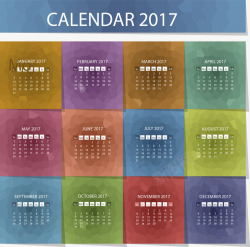 水彩贴纸背景2017年日历矢量图素材