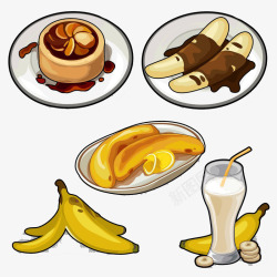 卡通香蕉美食插画素材