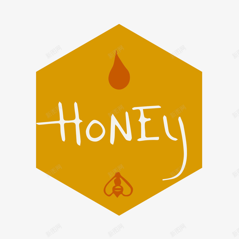 honey标签png免抠素材_新图网 https://ixintu.com 橘黄色 蜂蜜