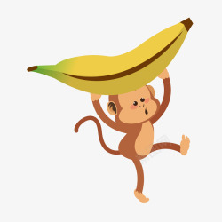 卡通可爱猴子香蕉矢量图素材