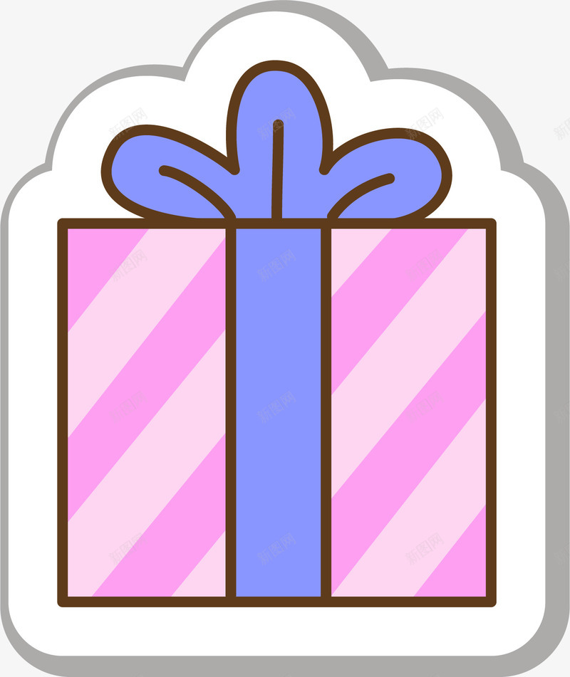 圣诞节卡通粉色礼物盒贴纸png免抠素材_新图网 https://ixintu.com 卡通贴纸 可爱 圣诞节 矢量图案 礼物盒 粉色