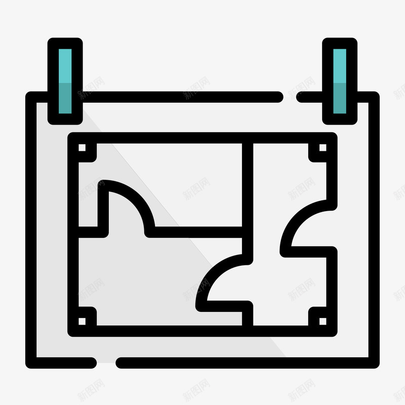 灰色手绘图纸元素矢量图图标eps_新图网 https://ixintu.com 卡通图标 固定 夹子 扁平化 手绘 方框 灰色 线稿 矢量图