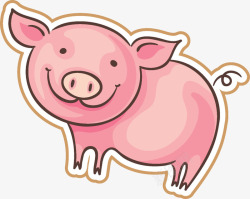 小猪贴纸手绘卡通粉色小猪贴纸装饰高清图片